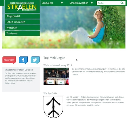 Die Stadt Straelen war beim Relaunch ihrer Website Testanwender der eGovernment-Suite 2.0 des Kommunalen Rechenzentrums Niederrhein.