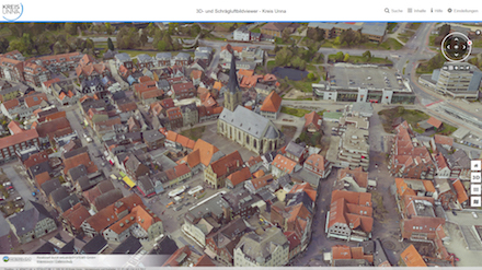 Die Stadt Werne im 3D- und Schrägluftbild-Viewer des Kreises Unna.