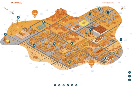 Auf einer interaktiven Karte visualisiert die STAWAG ihre Klimastrategie.