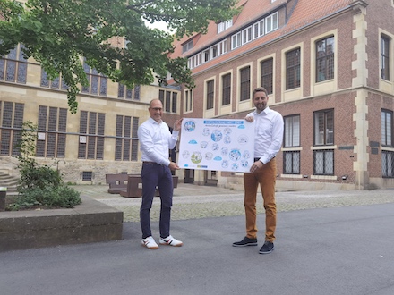 André Wolf, Leiter der Stabsstelle Smart City (l.), und Stadtbaurat Robin Denstorff freuen sich über den Förderzuschlag in Höhe von rund 9,5 Millionen Euro für Münster.