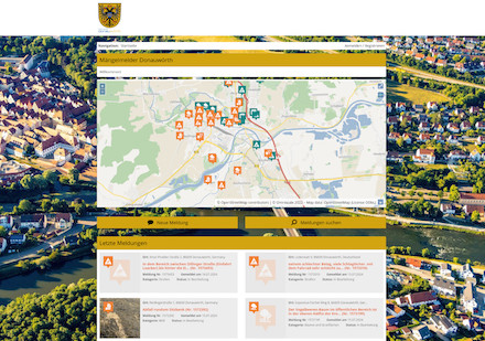 Anliegenkarte im neuen Mängelmelder der Stadt Donauwörth.